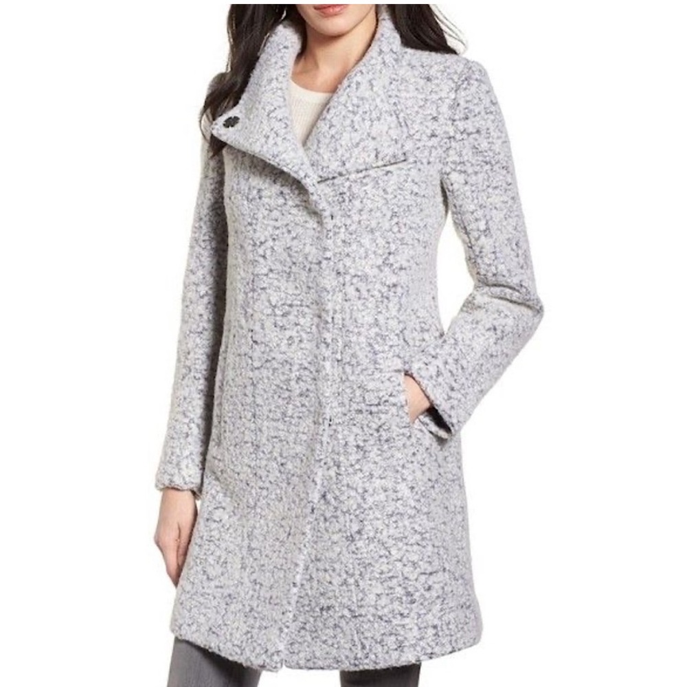 Kenneth Cole New York asymmetrical pressed boucle coat